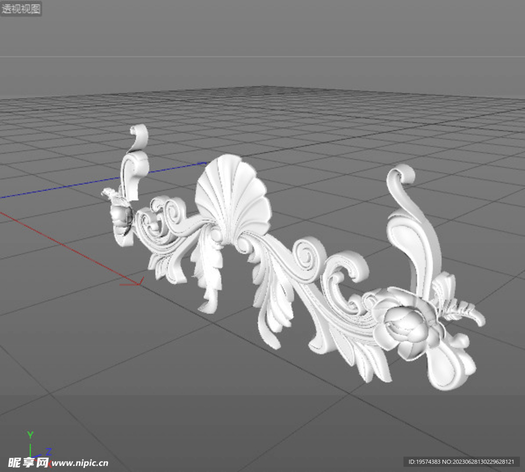  C4D模型 欧式雕花 