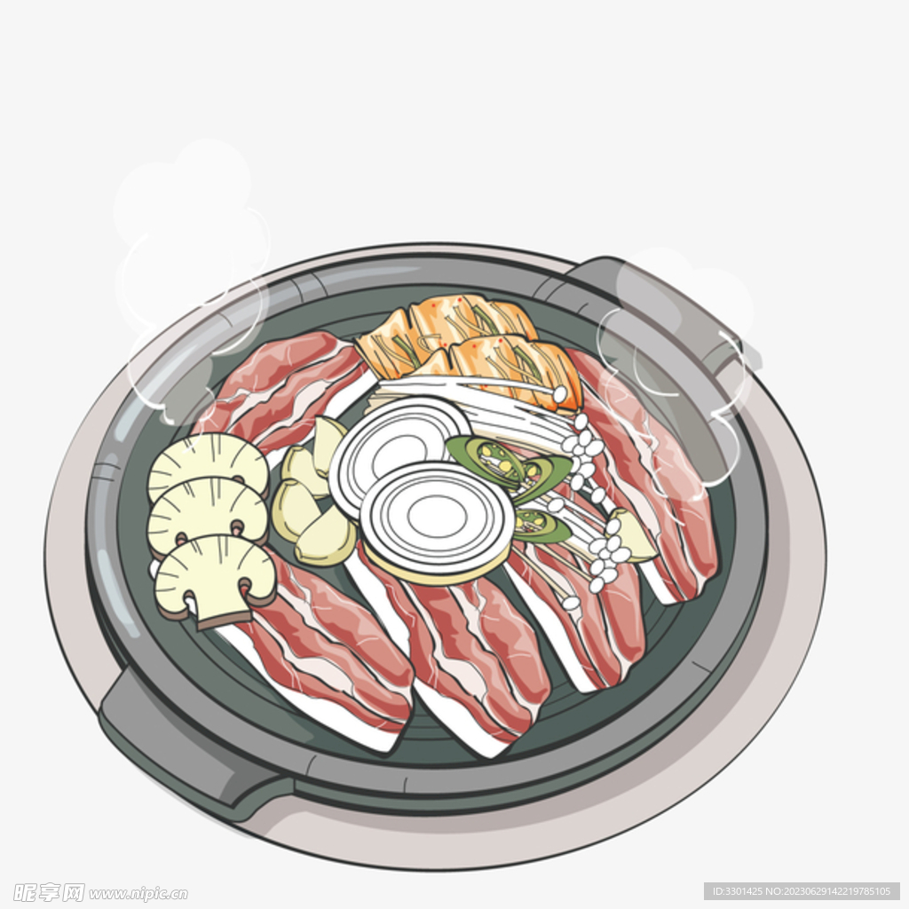 韩式烧烤插画 