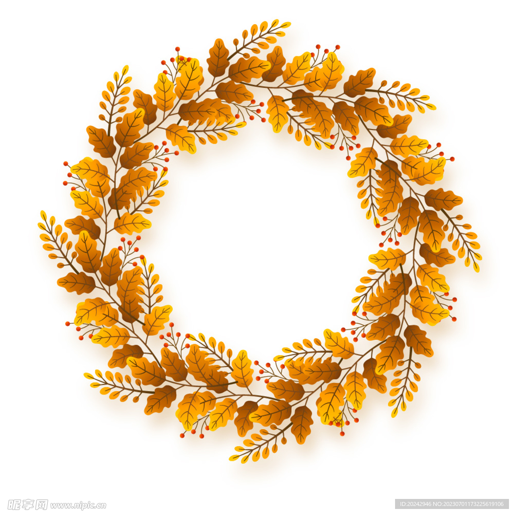 秋天树叶花环