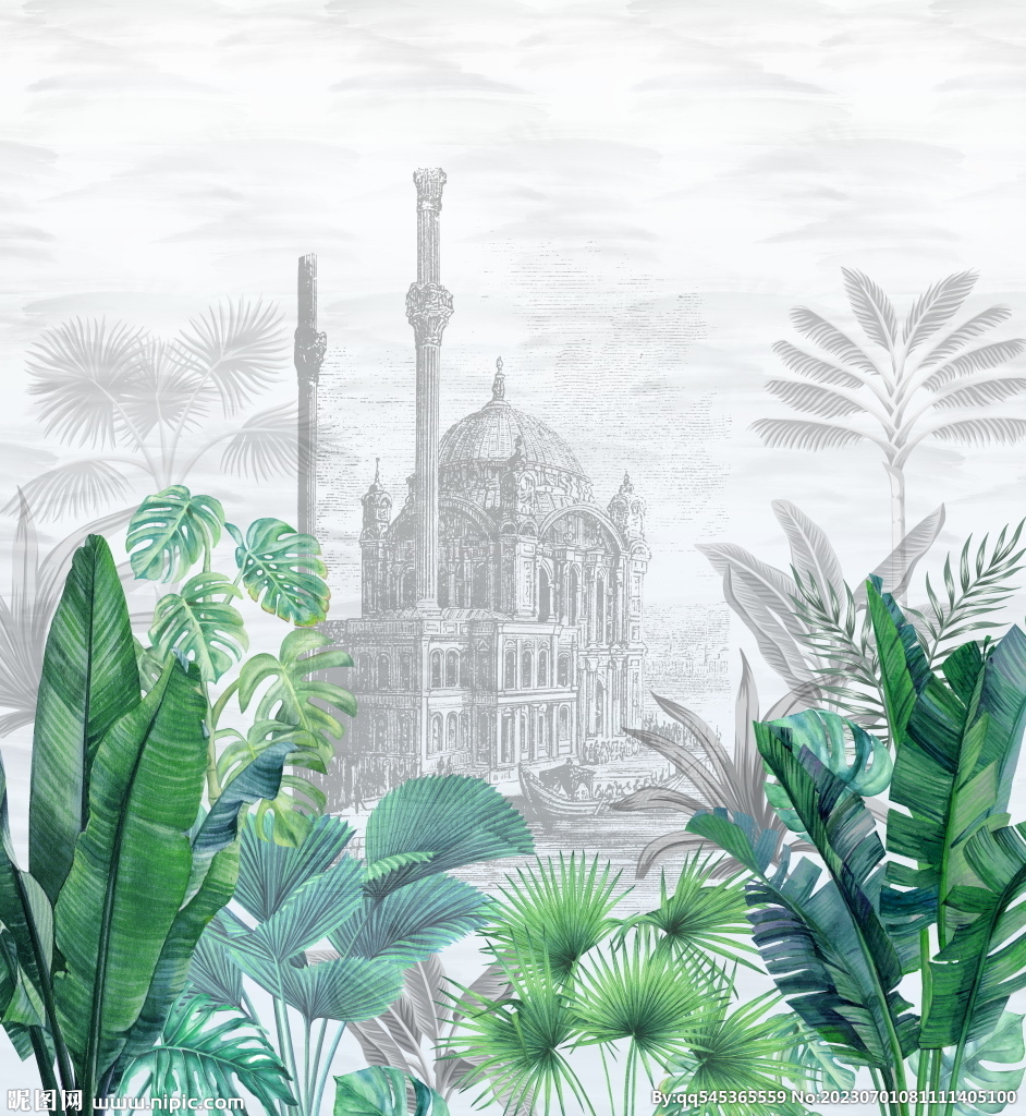 绿植建筑海报
