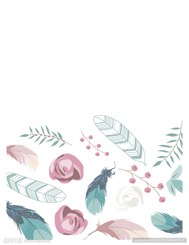 花朵羽毛边框