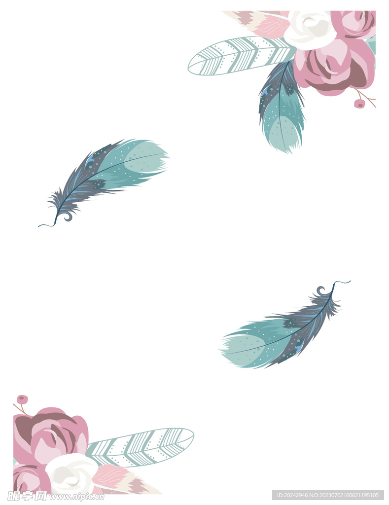 花朵羽毛边框 