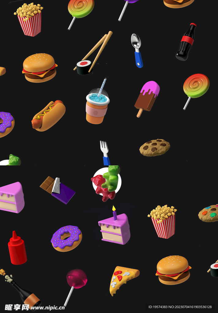 C4D模型 卡通食物