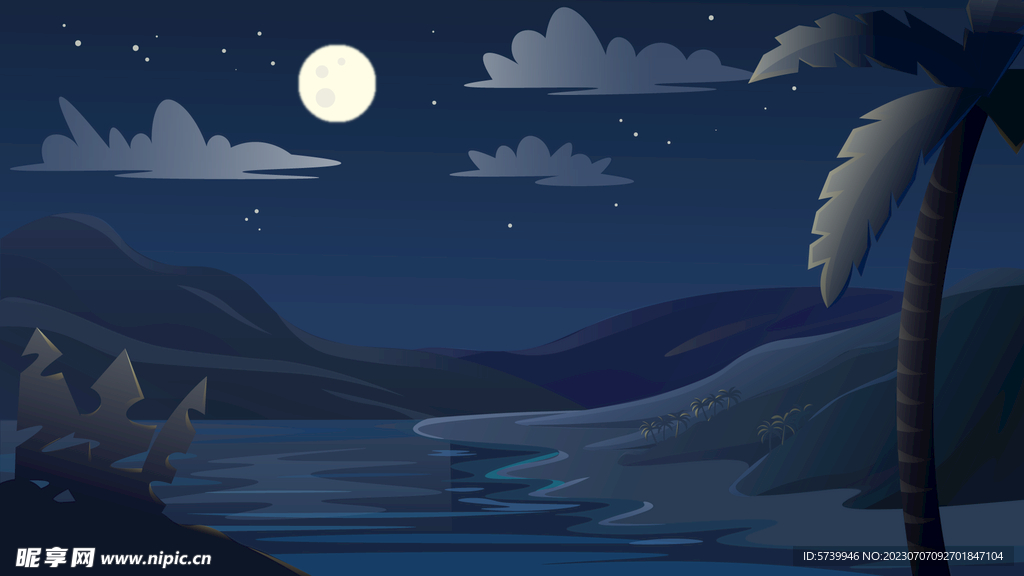 热带峡谷插画图片