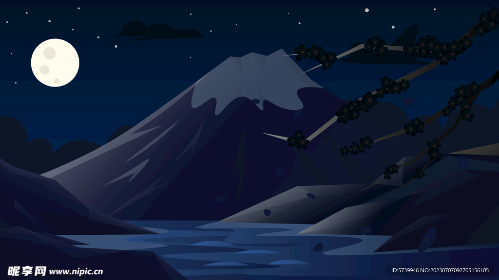 富士山插画图片