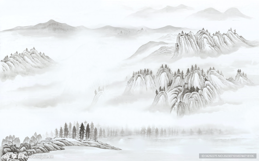 国风山水背景