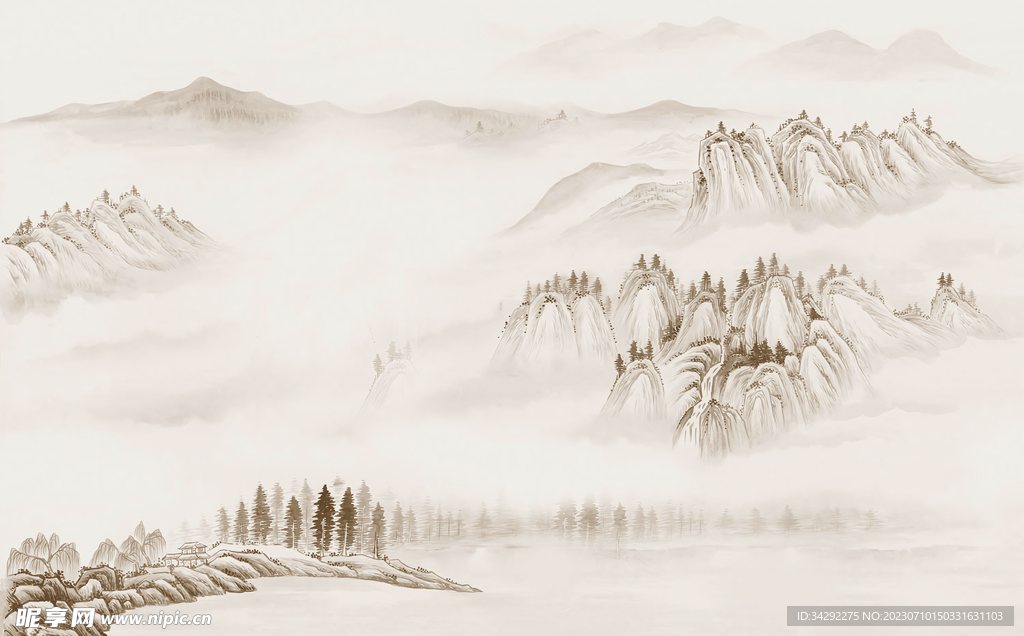 国风山水背景