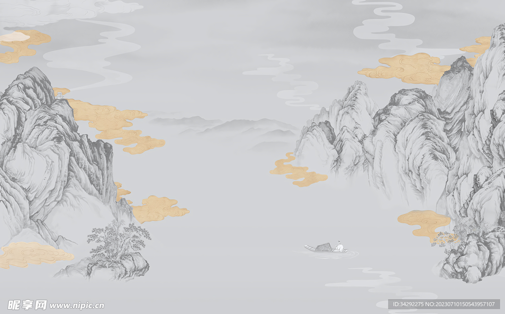 国风山水背景