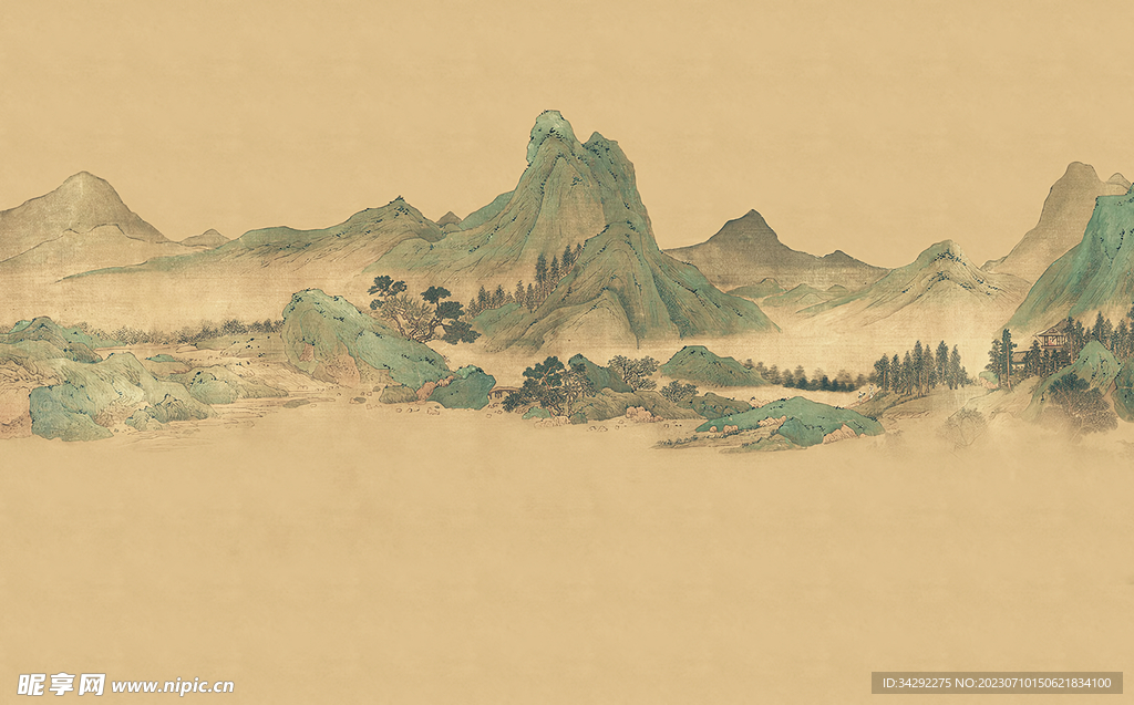 国风山水背景