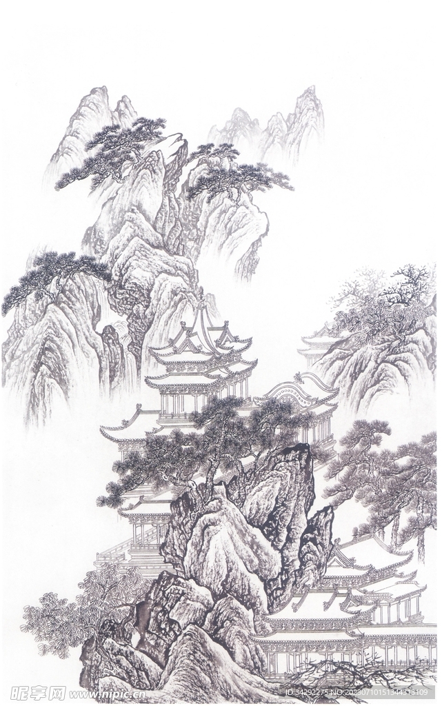 国风山水背景
