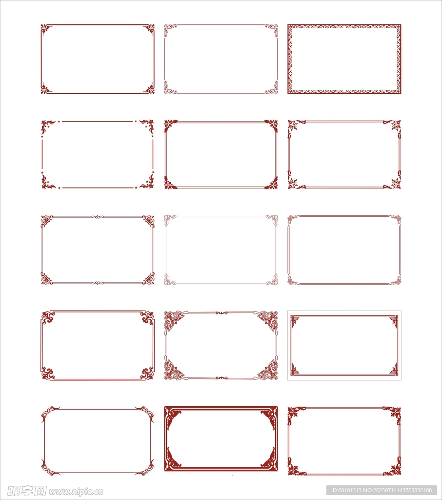 花边 古典边框 红色