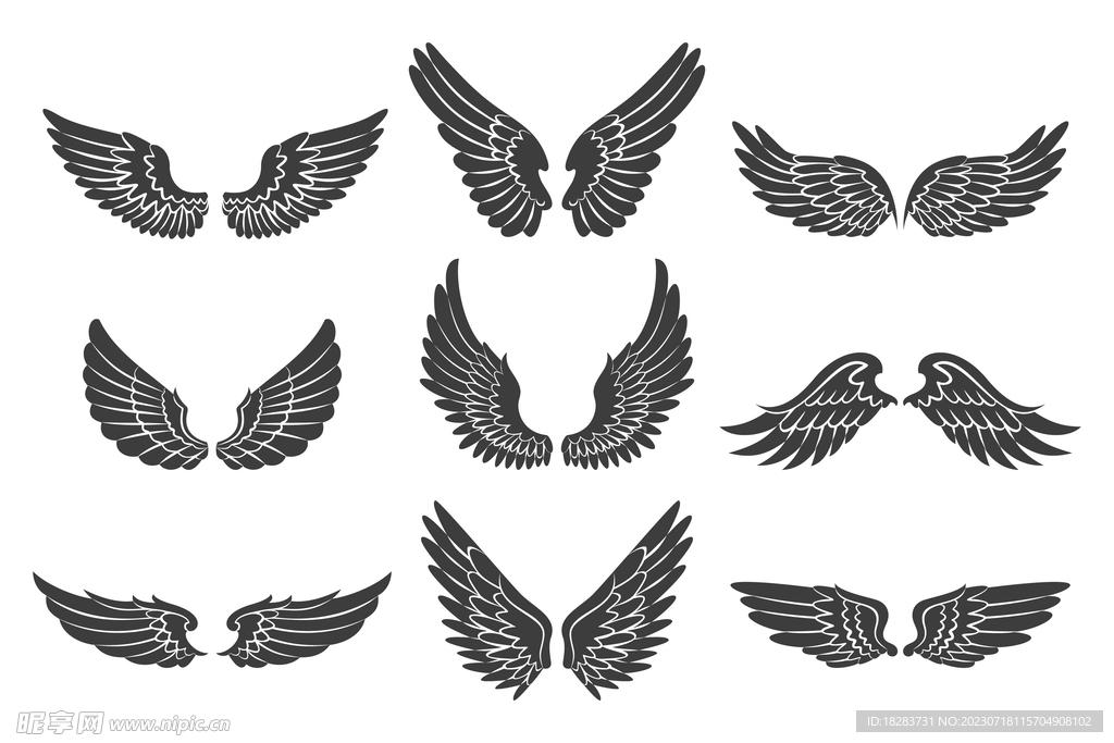 卡通天使之翼轮廓