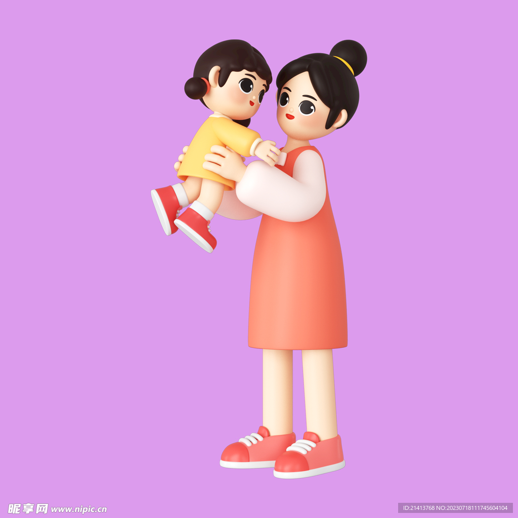3D亲子人物