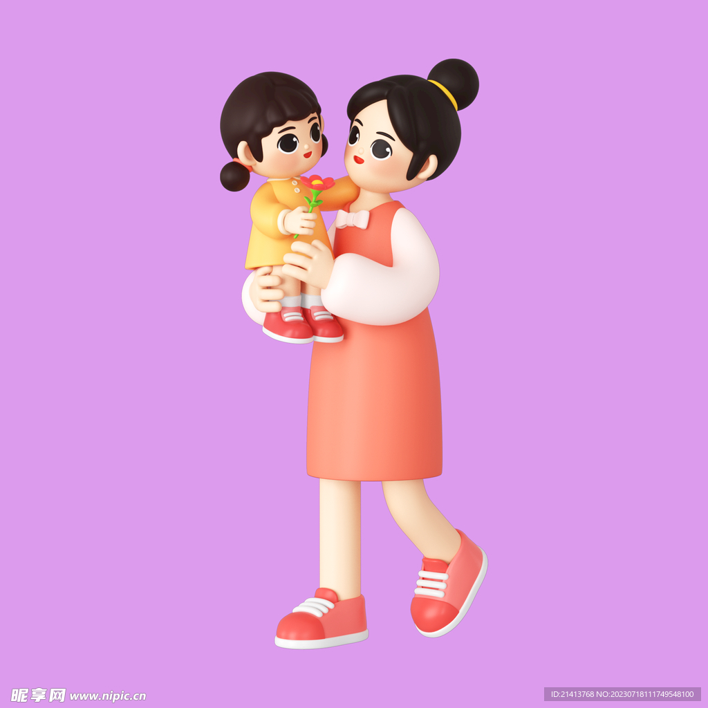 3D亲子人物