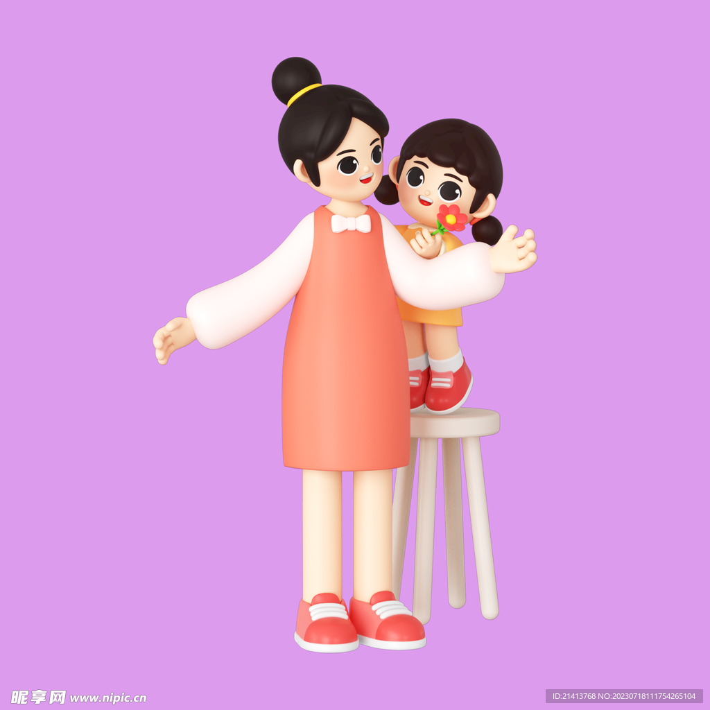 3D亲子人物