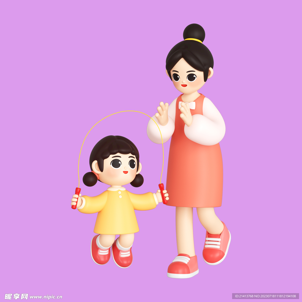 3D亲子人物 