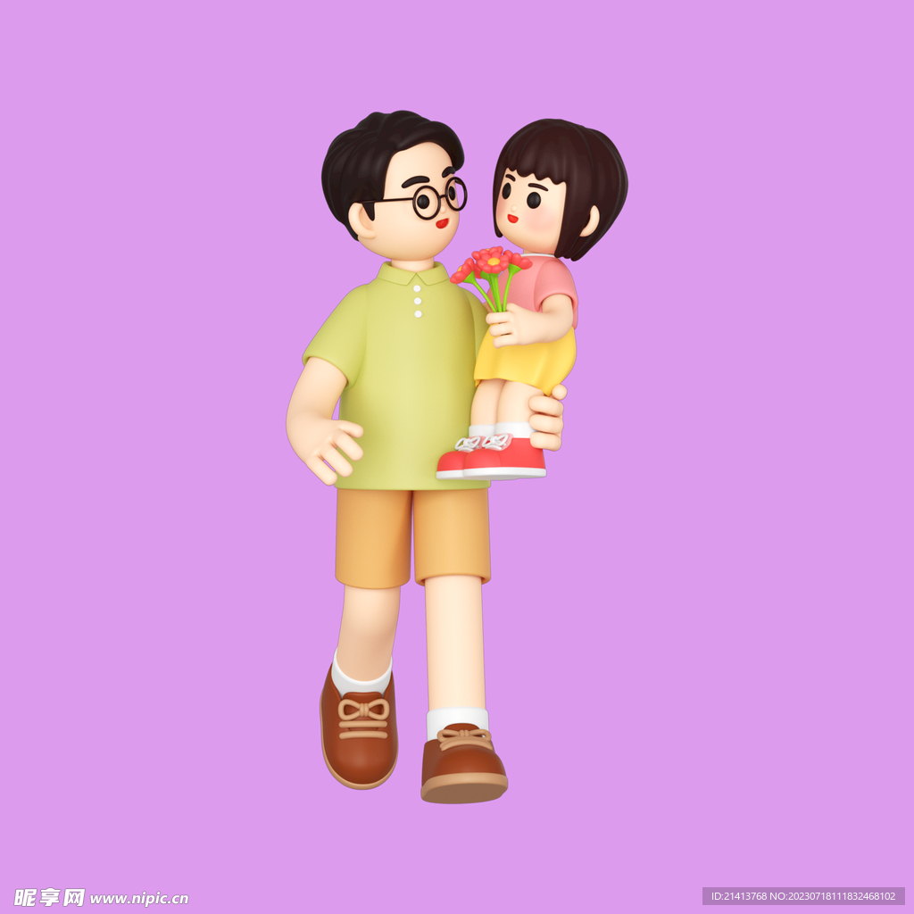 3D亲子人物