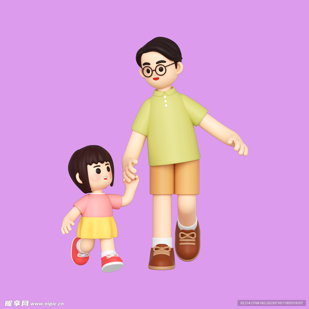 3D亲子人物 
