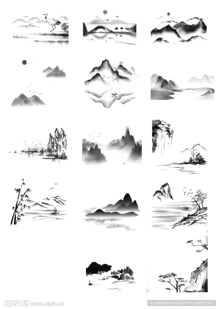 中国风古风水墨山水