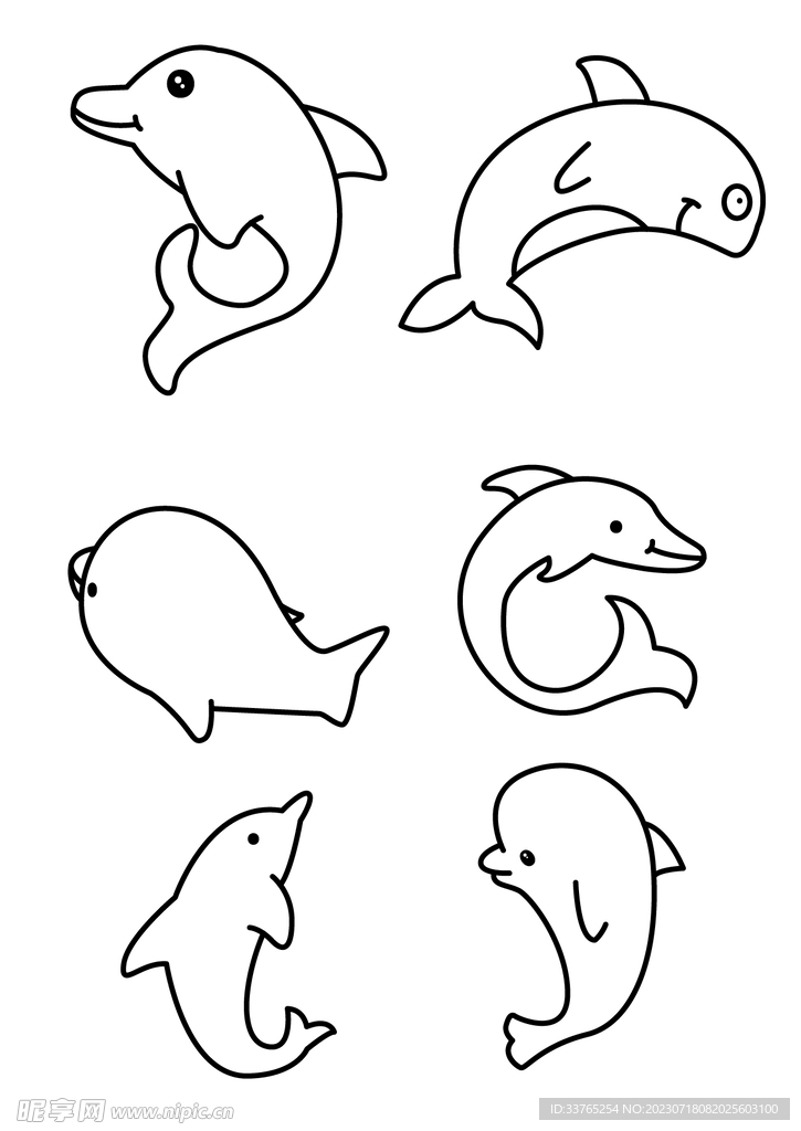 手绘简笔海豚