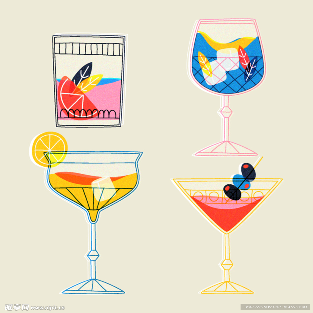 鸡尾酒插画