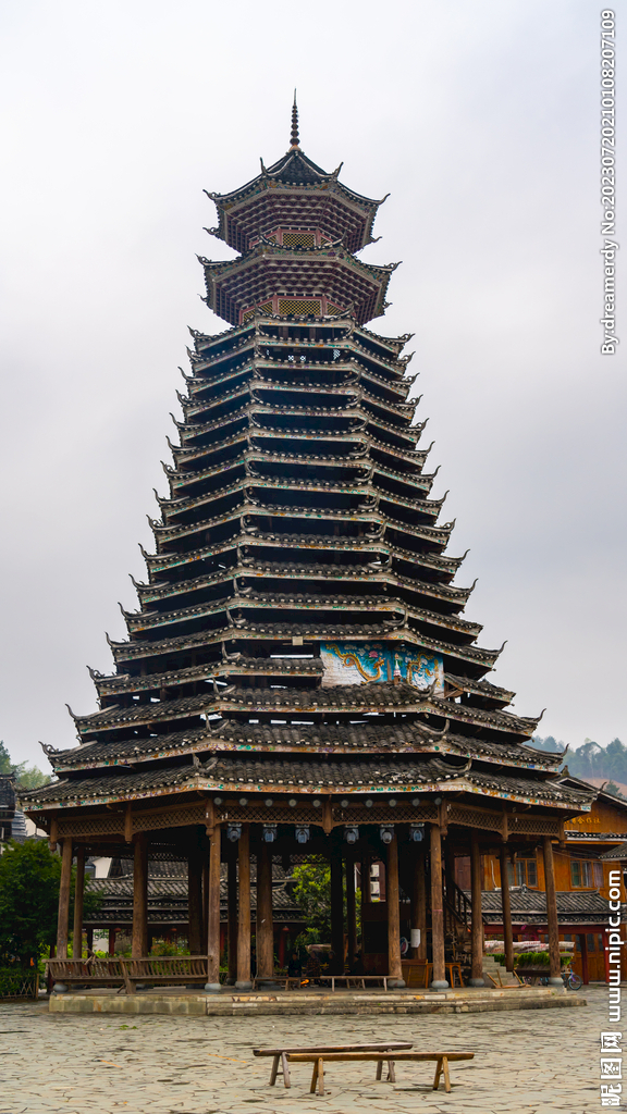 贵州铜仁寨沙侗寨钟鼓楼