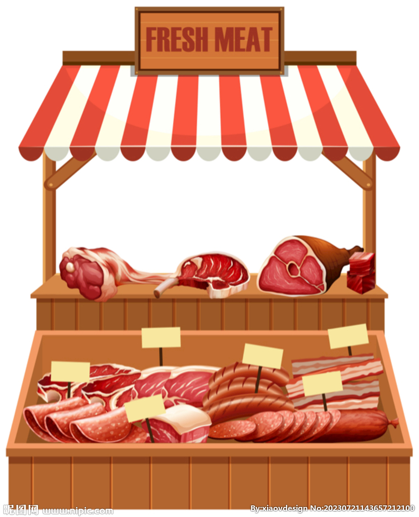 卖肉小摊插画