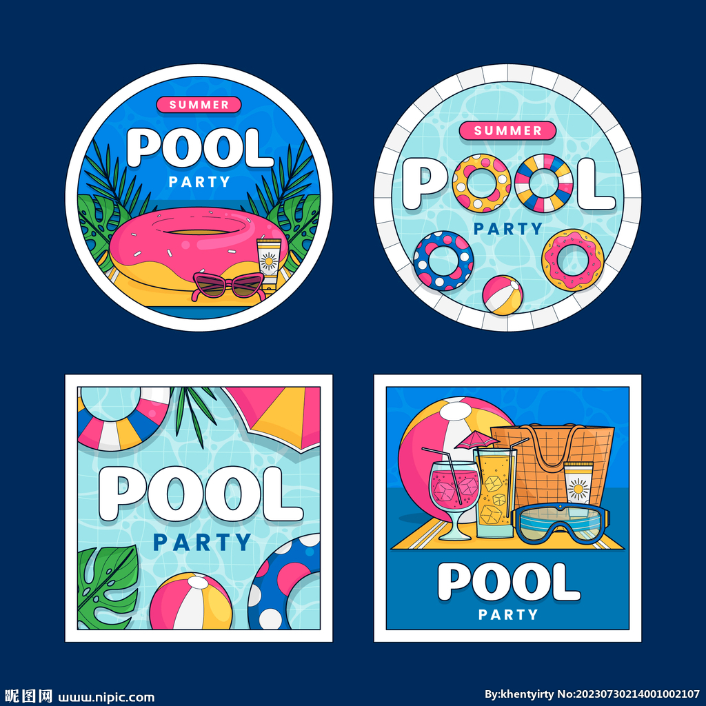 卡通夏季游泳素材