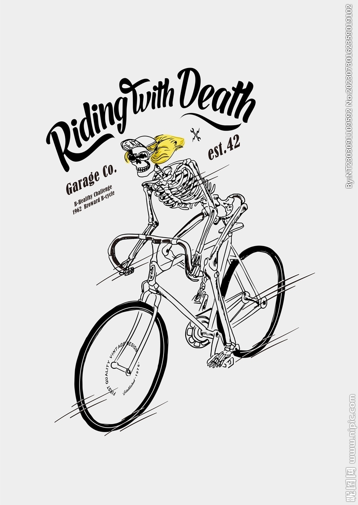 潮牌骷髅骑自行车
