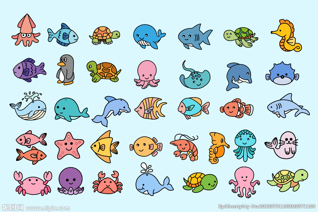卡通海洋生物