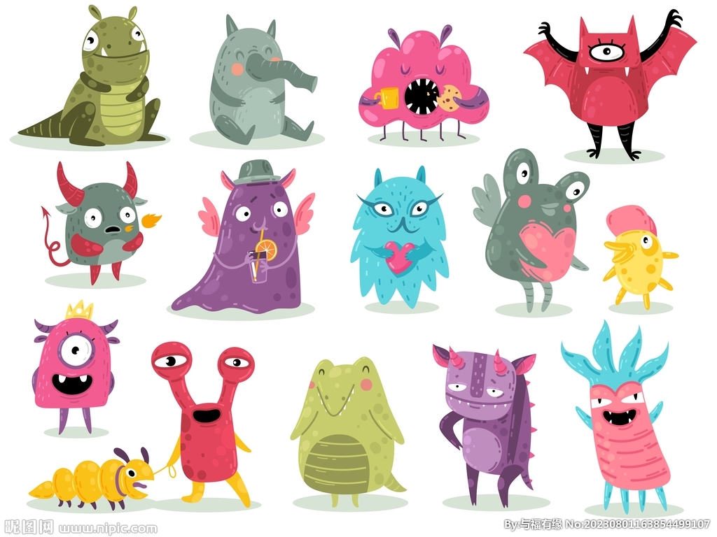 卡通手绘小怪兽元素