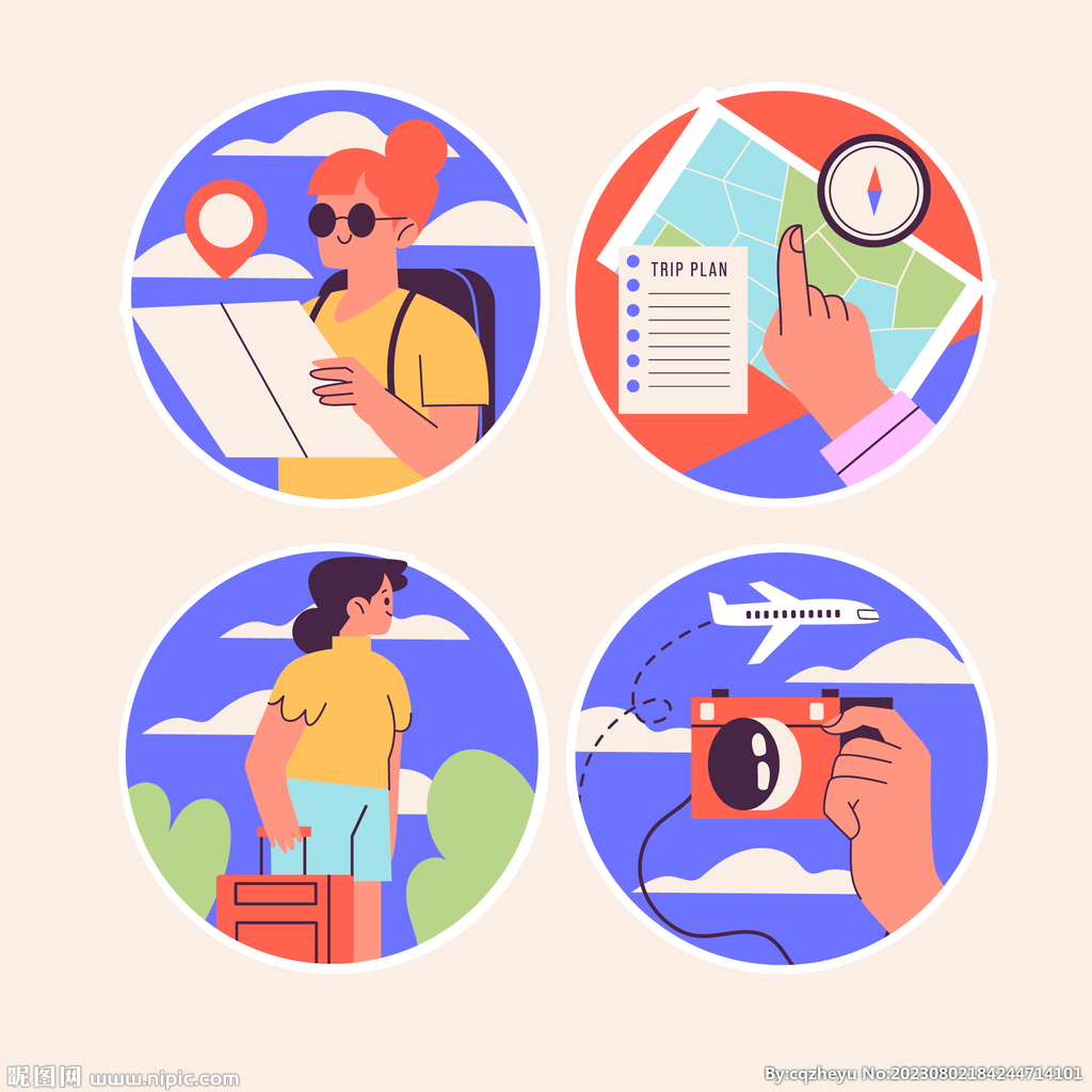 手绘旅游贴纸