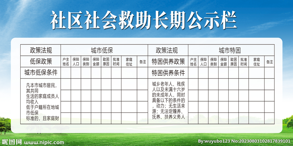 社区社会公示栏