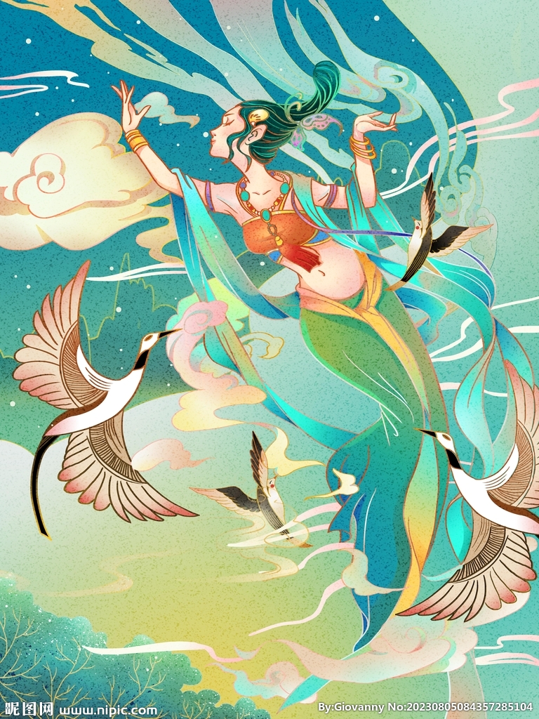 敦煌飞天插画