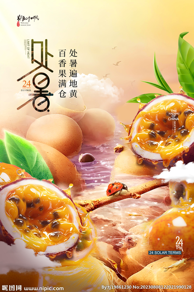 水果意境处暑节气海报