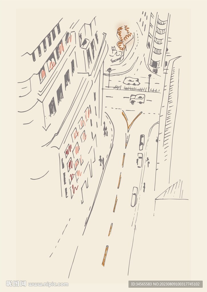 城市一角速写