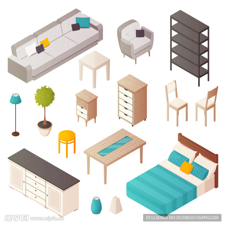 家具立体插画