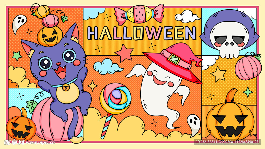 万圣节贴纸插画