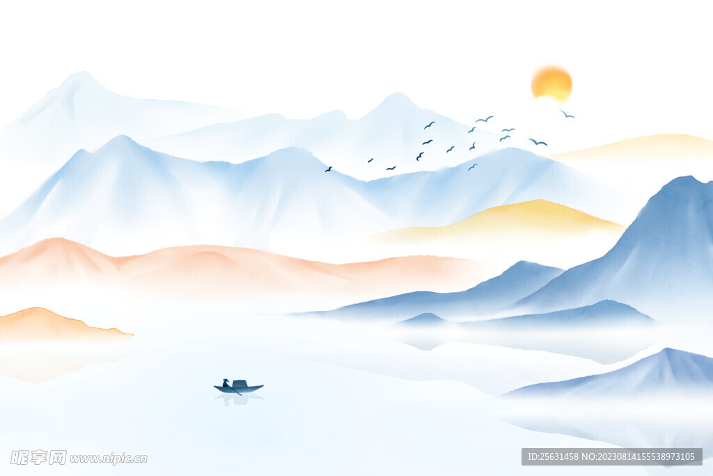 大气山水背景