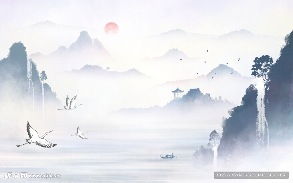国风山水背景