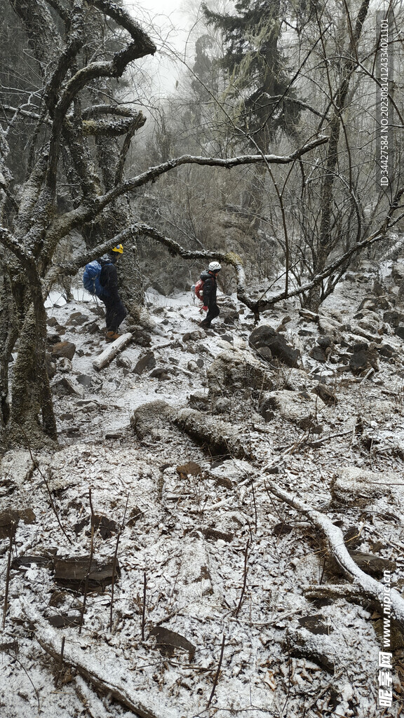 雪景和登山者