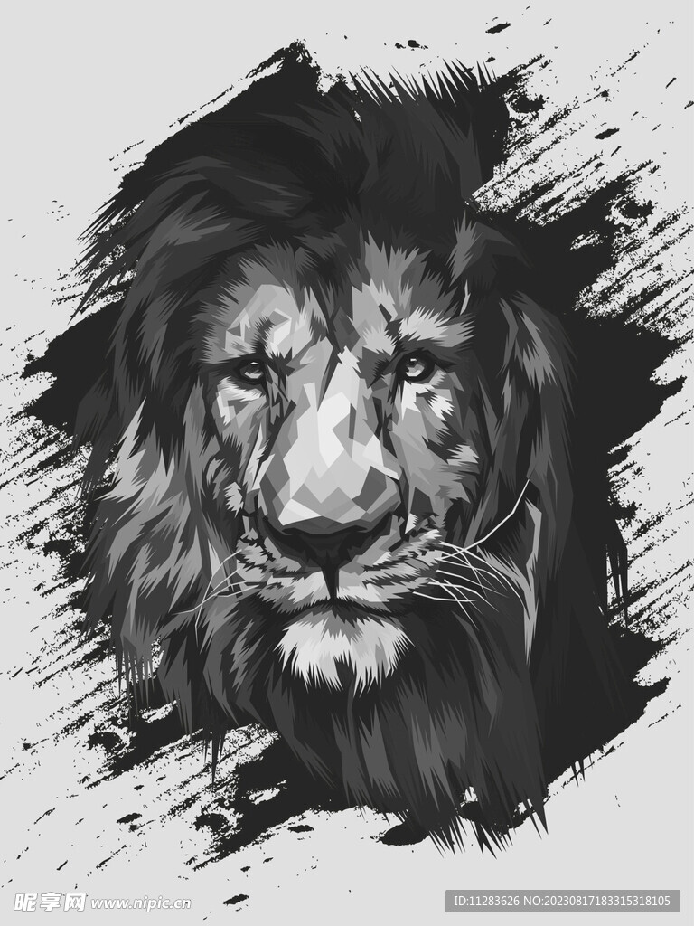 狮子头像插画