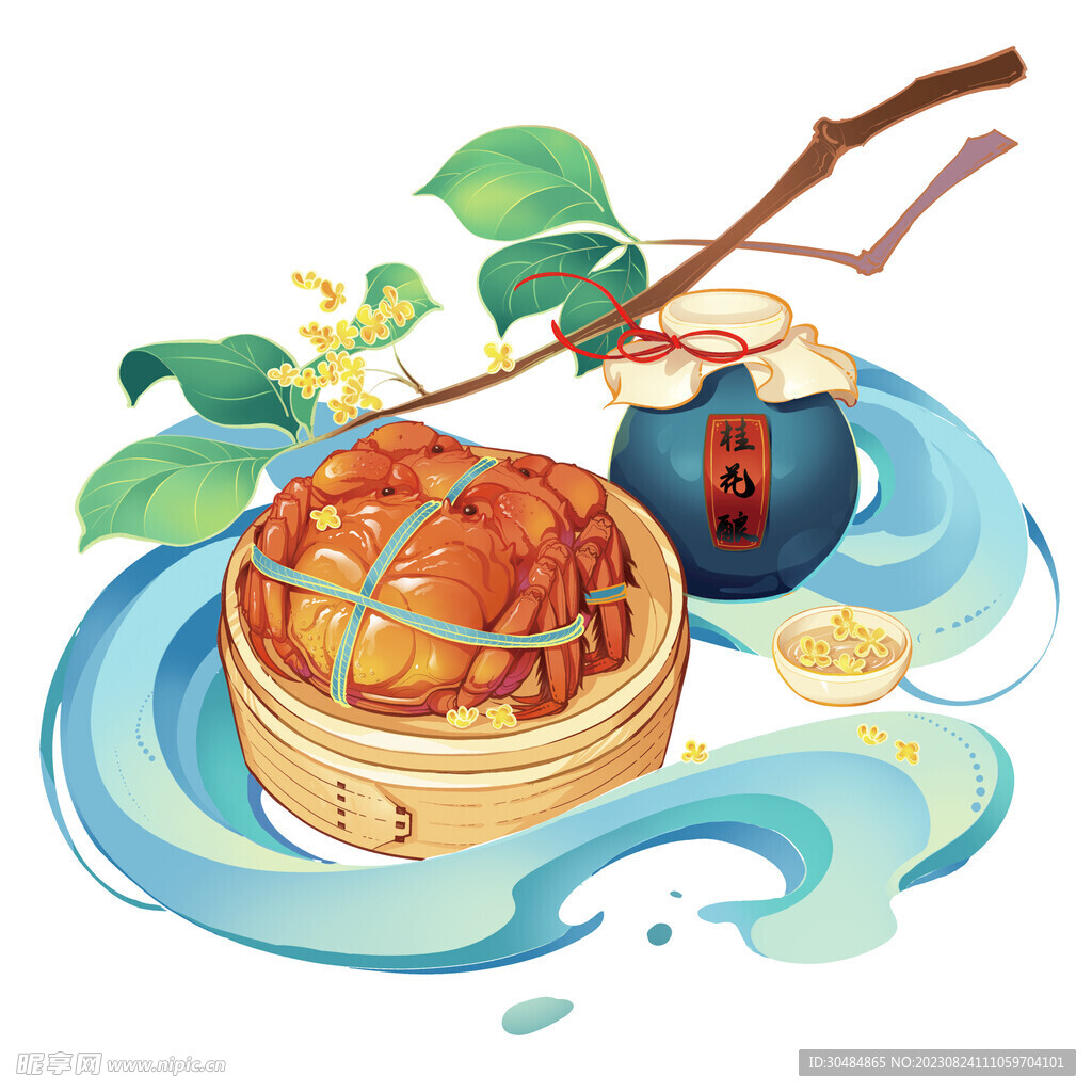 国潮大闸蟹插画