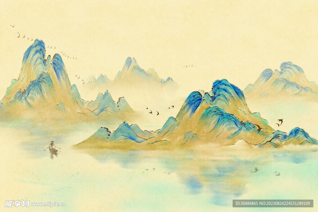 山水油画背景