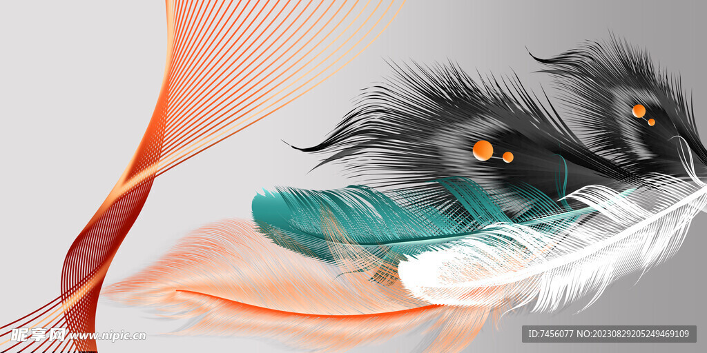 轻奢水彩羽毛艺术挂画装饰画