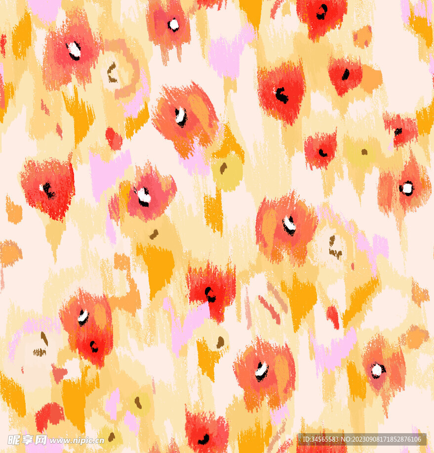 橘红色小碎花