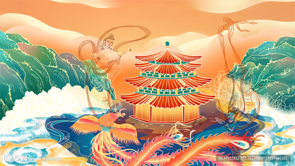 国潮海报展板背景