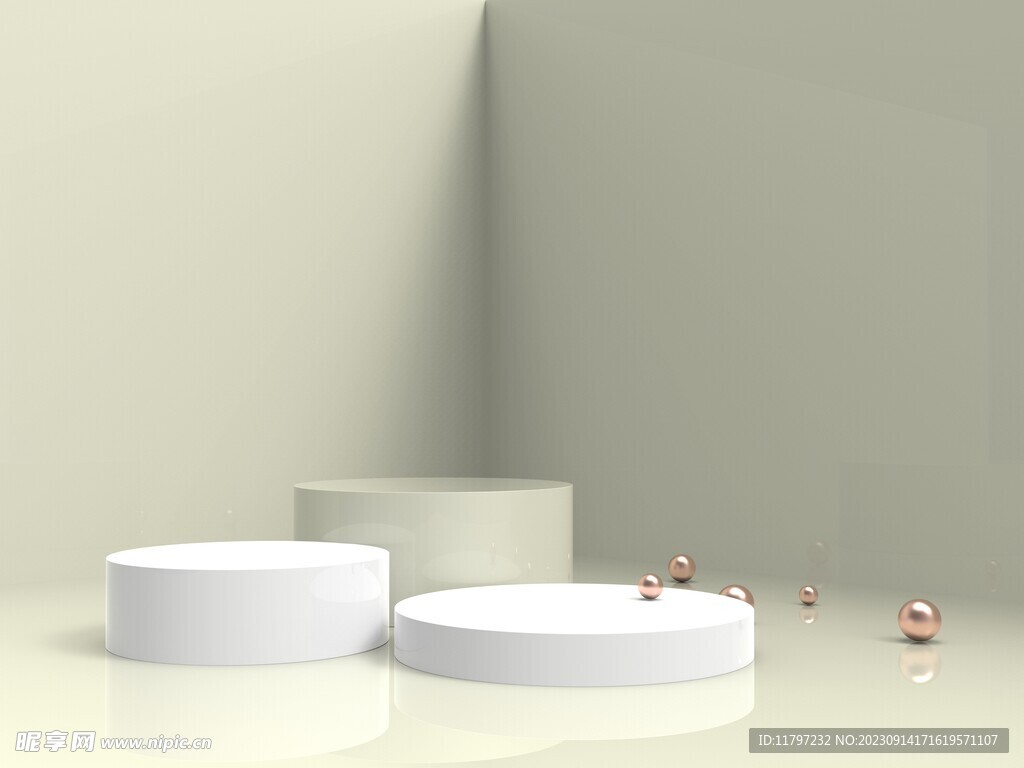 电商米黄色3D展示背景