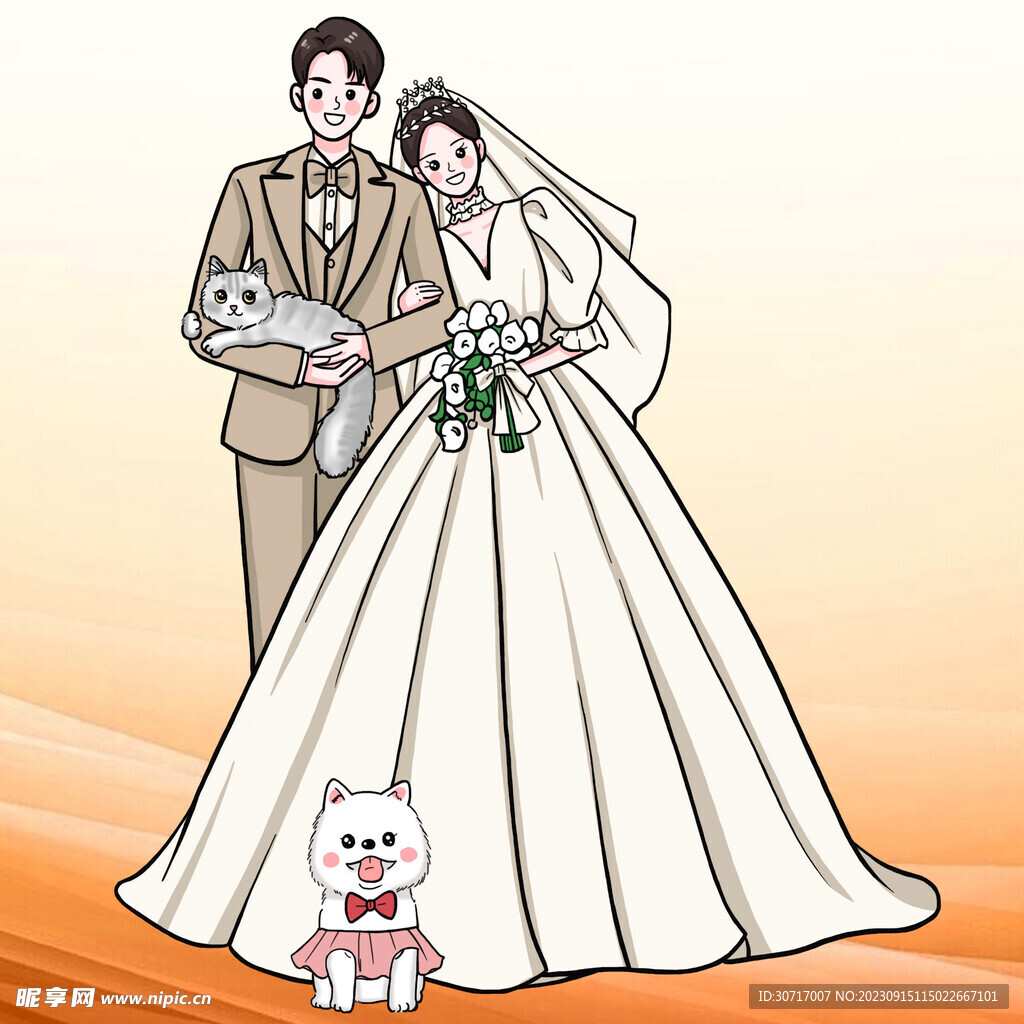 卡通结婚新人
