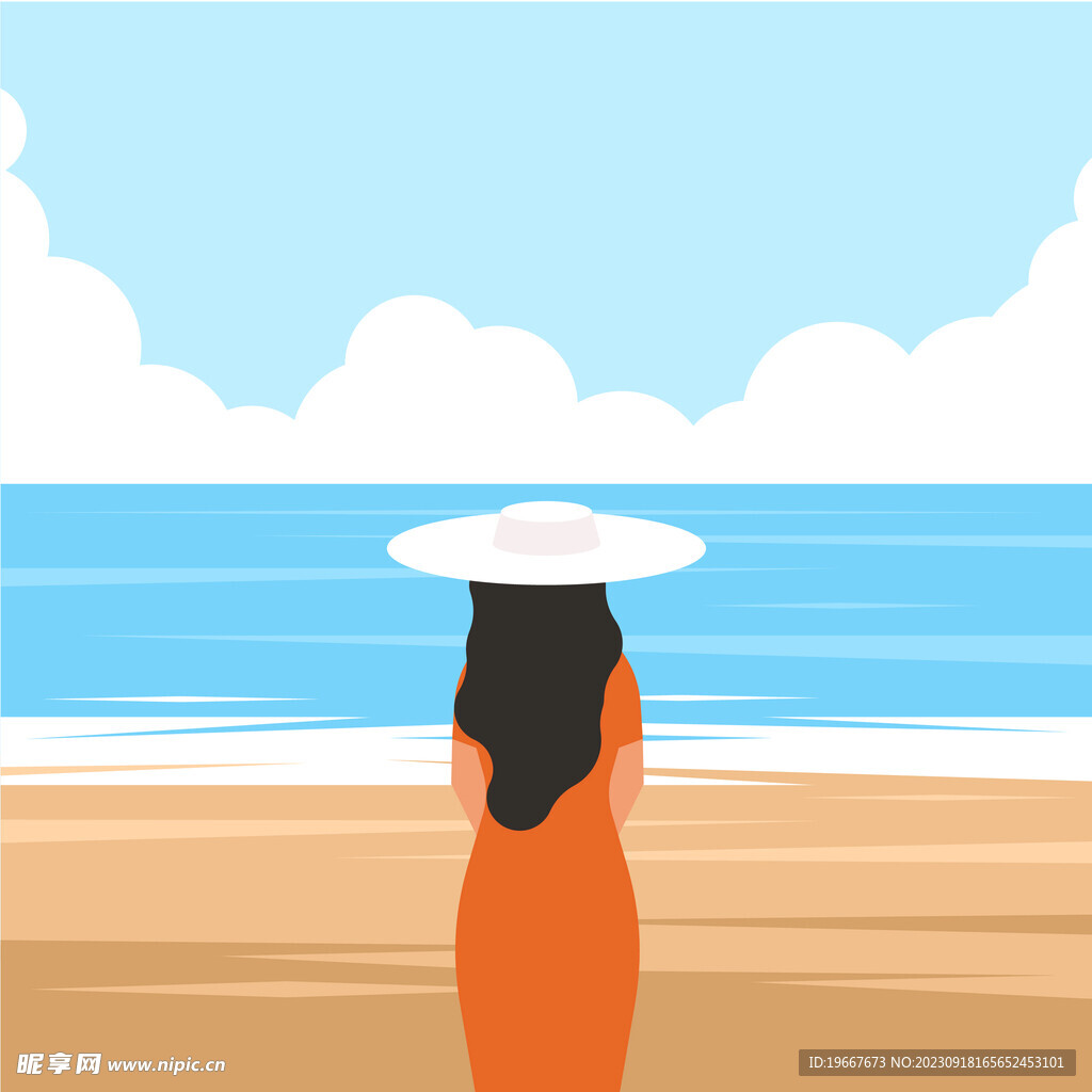 女孩看海